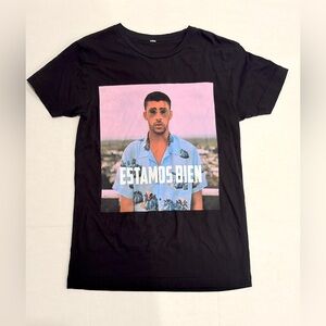 Bad Bunny “estamos bien” Black Graphic T-Shirt XS